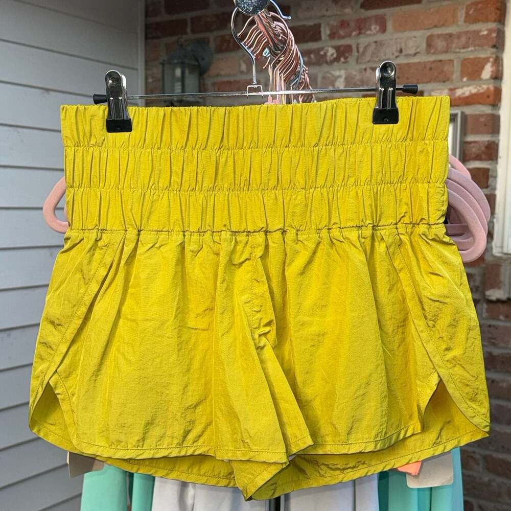 FP Movement The Way Home High-Waisted Shorts in Optic Yellow